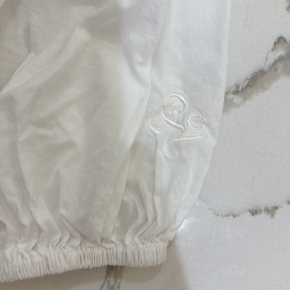 Rosalina Collections White Smocked Gown with Small White “L” Monogram 3M - Picture 8 of 8